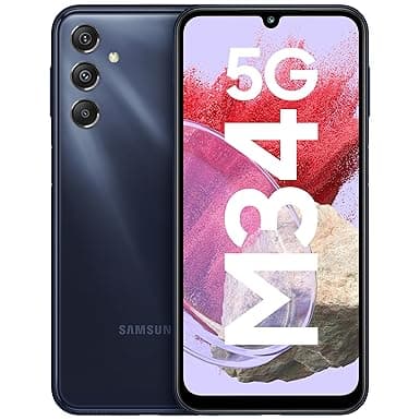 Samsung Galaxy M34 5G (Midnight Blue,8GB,128GB)|120Hz sAMOLED Display|50MP Triple No Shake Cam|6000 mAh Battery|4 Gen OS Upgrade & 5 Year Security Update|16GB RAM with RAM+|Android 13|Without Charger